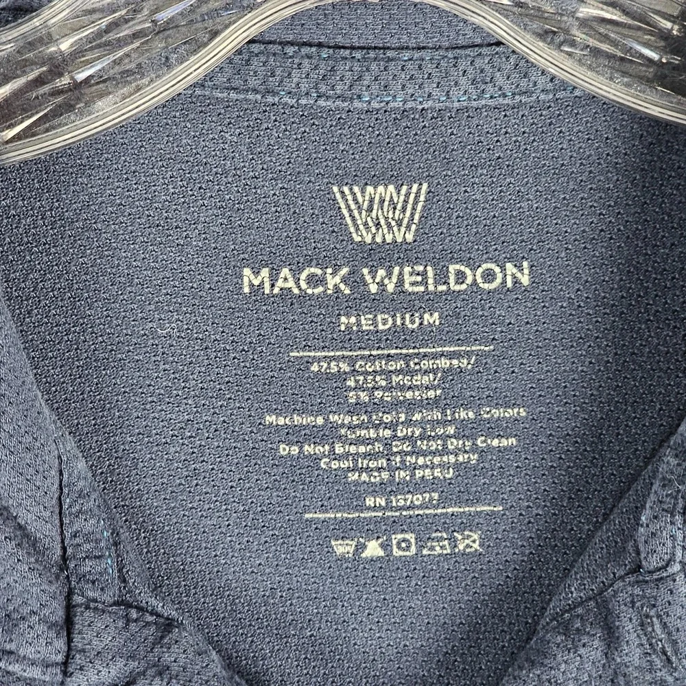 Mack Weldon Polo Shirt Men Medium Blue For Daily Wear Short Sleeve Casual Preppy